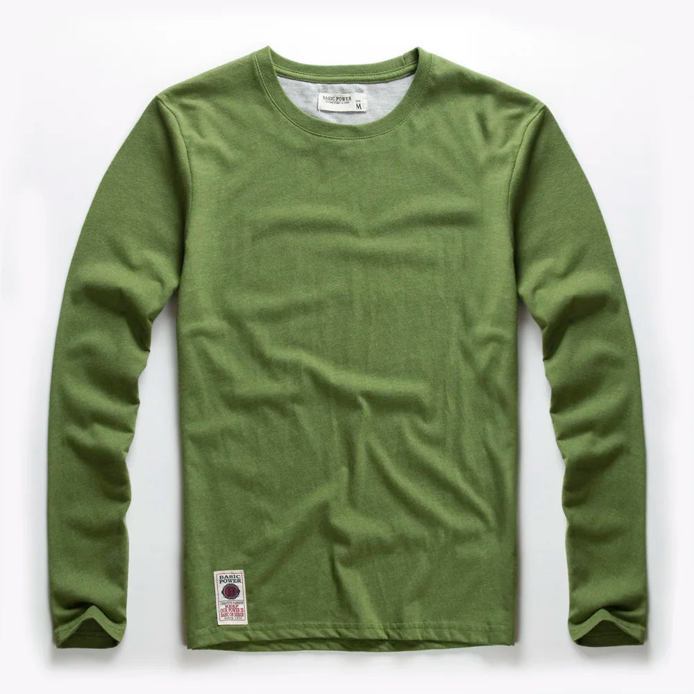 Herren T-Shirt aus Baumwolle mit langen Ärmeln in einfarbigem Design