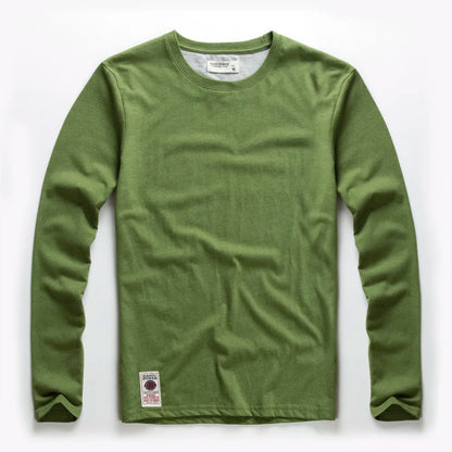 Herren T-Shirt aus Baumwolle mit langen Ärmeln in einfarbigem Design