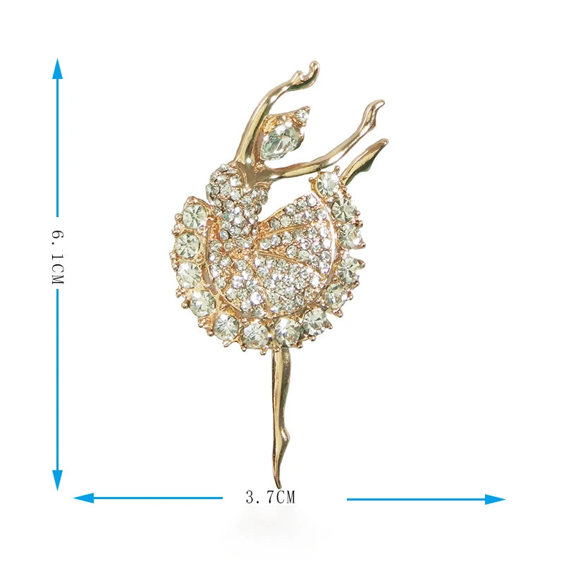 Brosche Ballett Tänzerin Strass Goldfarbig Hijab Pins Anmutig Damen