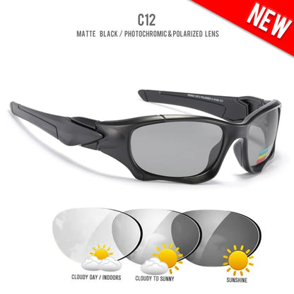 Sonnenbrille Radfahren polarisiert schwarz Krieger-Stil Reißverschlussetui Herren