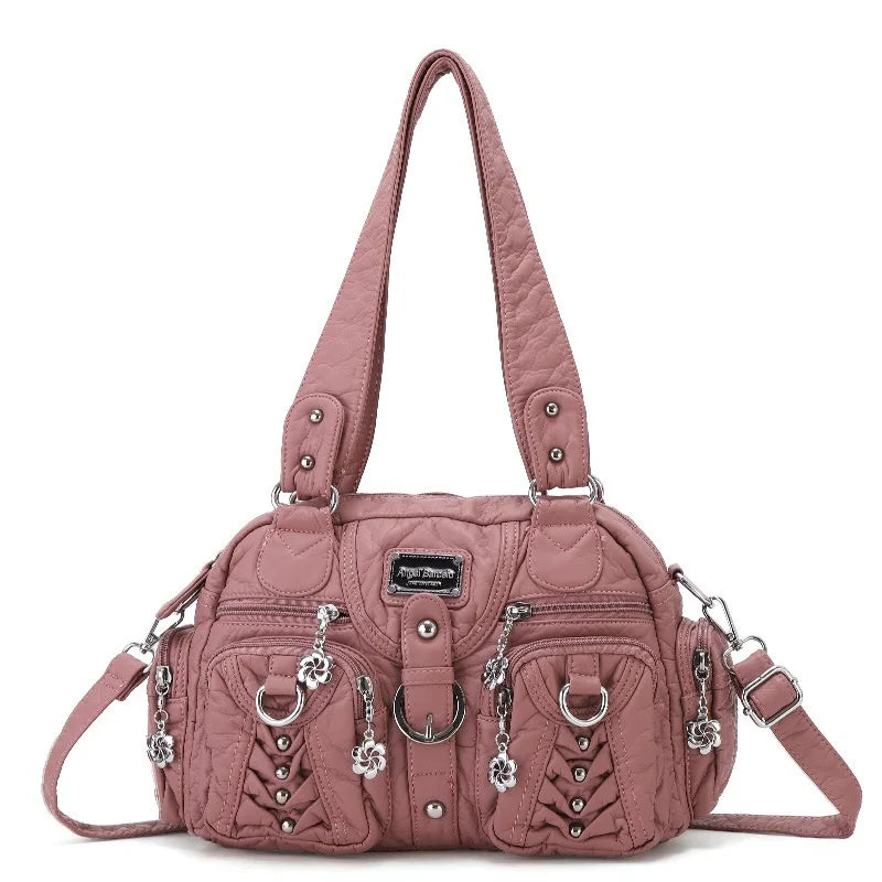 Damen-Satchel-Handtasche aus PU-Leder mit Reißverschluss und viel Stauraum für Alltag und Freizeit