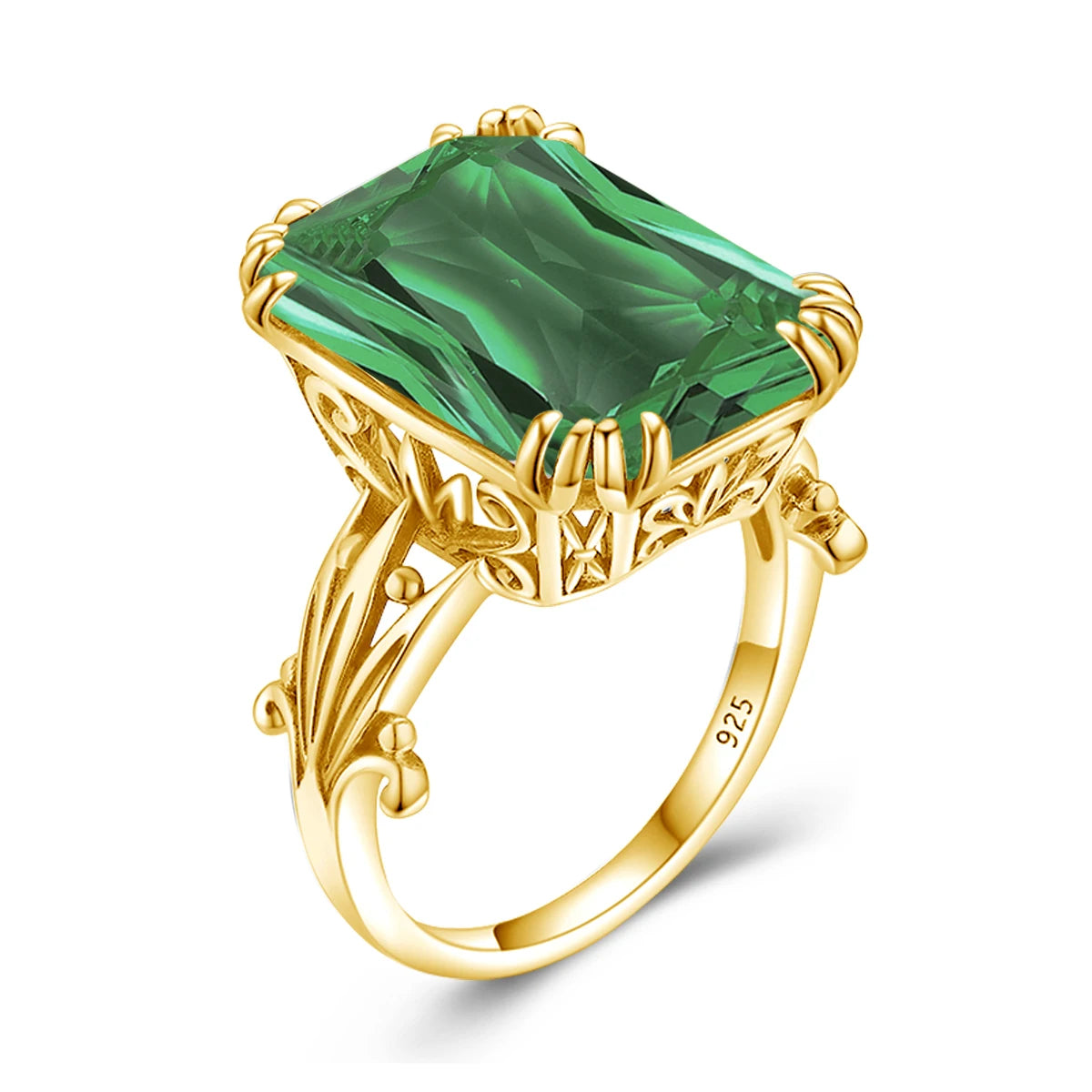 Damen-Ring aus 925er Silber mit großem rechteckigem Citrinstein für eleganten Alltagslook