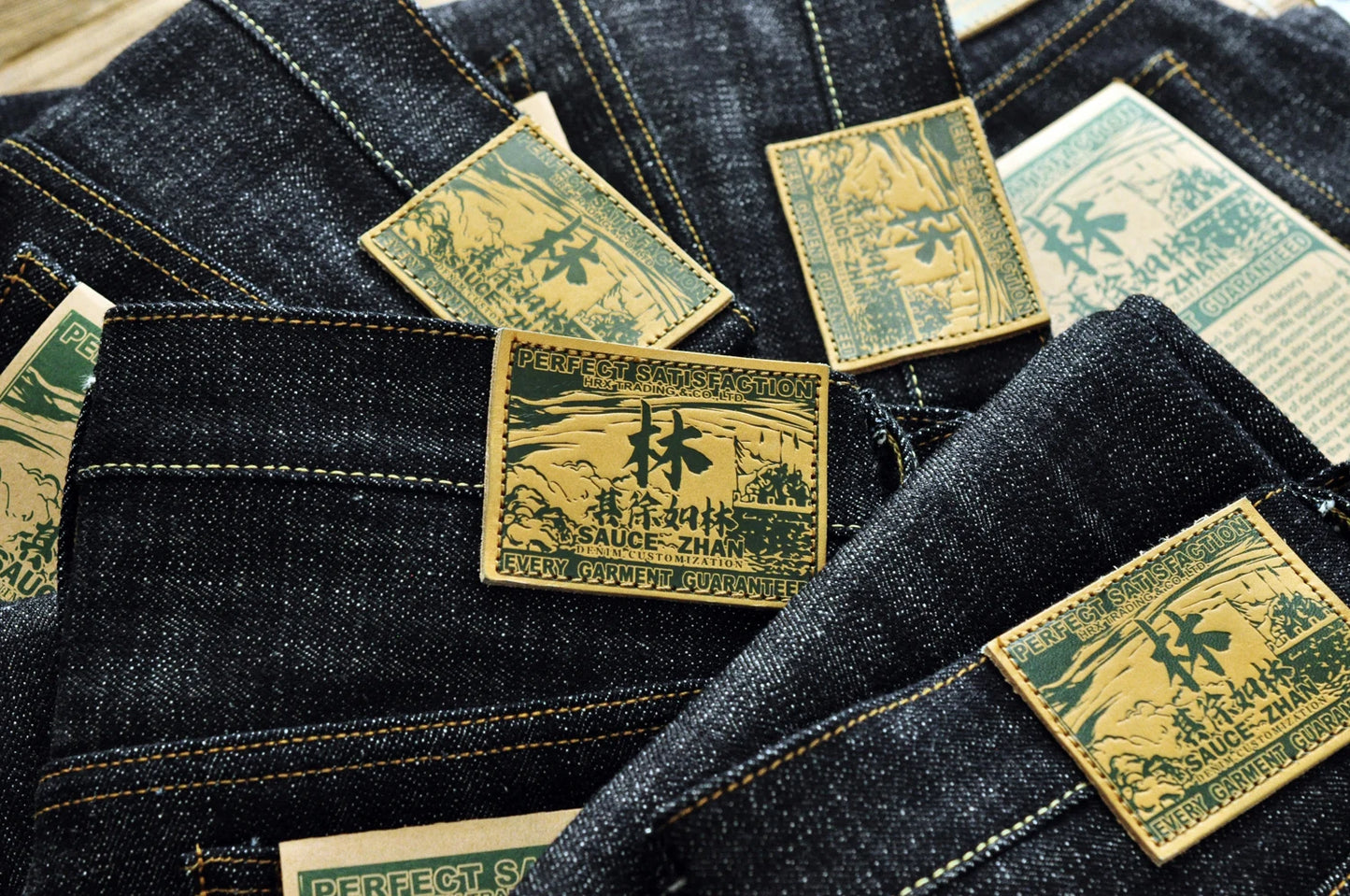 Herren Jeans im Vintage-Stil aus Selvedge Raw Denim mit Silber-überzogenen Knöpfen