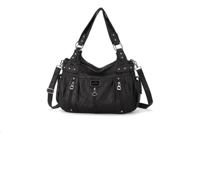 Damen-Schultertasche aus PU-Material Mit Großem Fassungsvermögen und Reißverschluss für Alltag und Freizeit