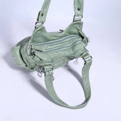 Damen-Schultertasche Aus PU-Leder Mit Reißverschluss Und Innenfach Für Alltag Und Freizeit