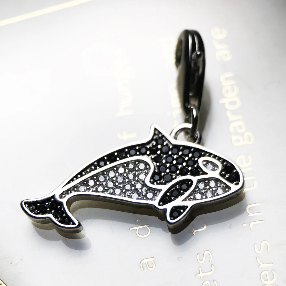 Damen-Charm-Anhänger Orca Wal Ozean aus Sterlingsilber