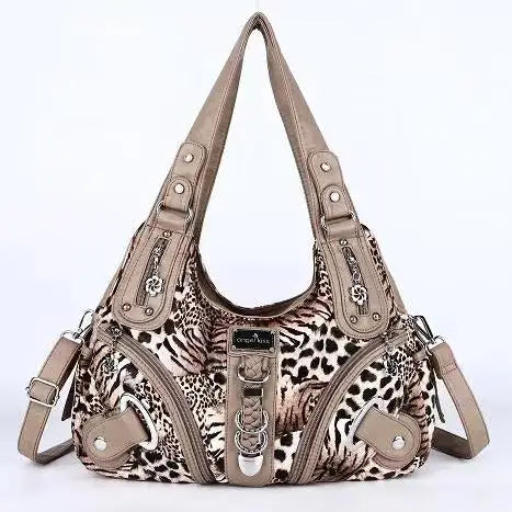 Damen-Handtasche Leopardenmuster mit Top-Handle großes Fassungsvermögen Alltag Freizeit