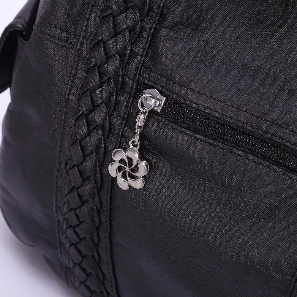 Damen-Schultertasche Silber PU-Leder mit Mehrfachfächern für Alltag und Freizeit