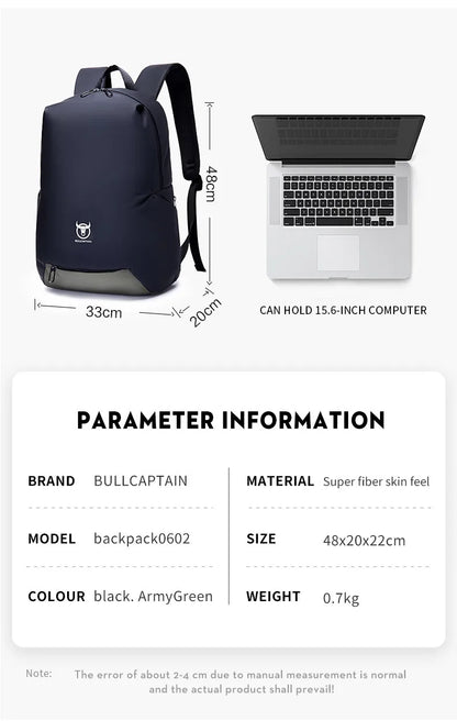 Herren-Schulrucksack Mit Laptopfach Und Wasserdicht Großes Fassungsvermögen Für 15-Zoll-Laptops