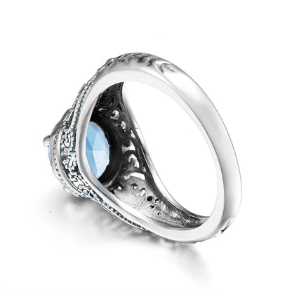 Damen-Ring aus Silber 925 mit Aquamarin Edelstein für Festliche Anlässe und Hochzeit