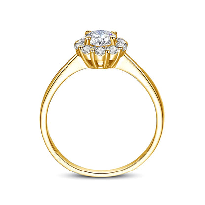 Damen-Ring Mit Moissanit 0,5 Karat Blüten-Design Aus Sterlingsilber 925 Schmuck Geschenk