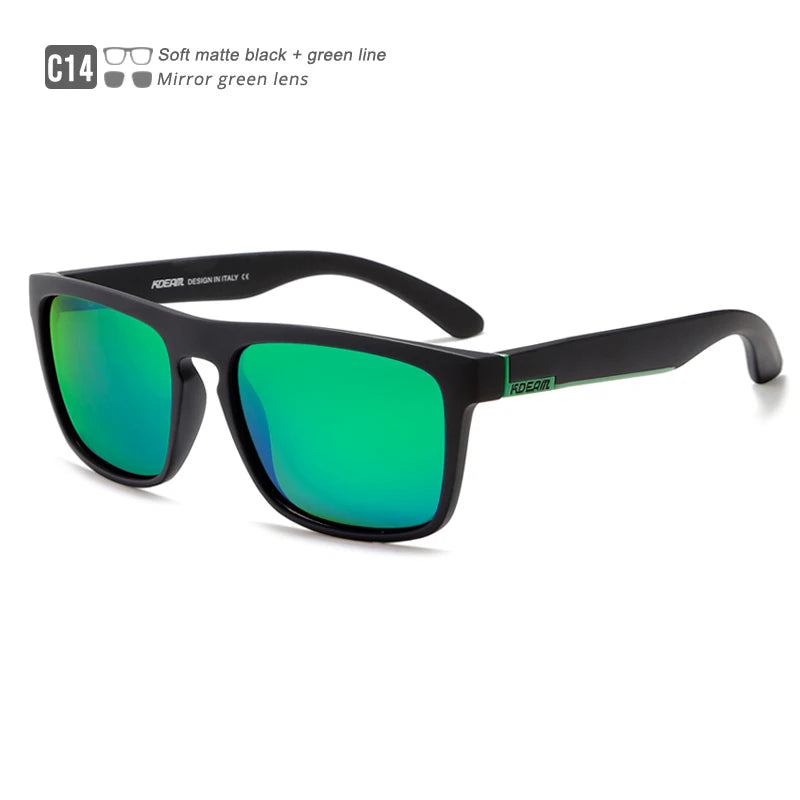 Sonnenbrille quadratisch flaches Top polarisiert Spiegel Hartschale Herren