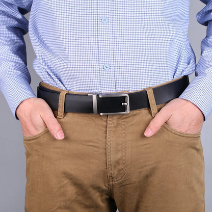 Herren Luxus Echtleder-Gürtel 3,5 cm Designer Automatik-Schnalle Business Rindsleder