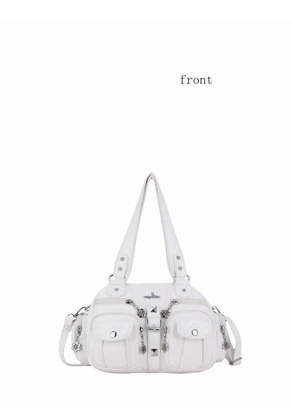 Damen-Schultertasche aus PU-Leder in kompakter Bauweise mit Angenehmer Haptik und Mehrfachfächern