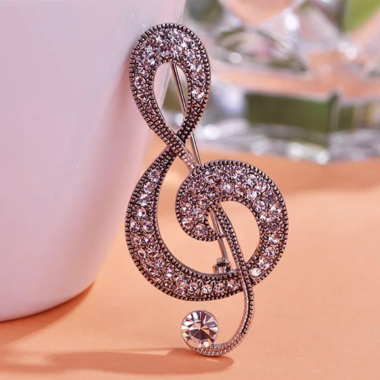 Brosche Musiknote Strass Vintage Antik Luxus Geschenk Damen