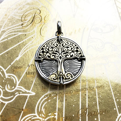 Damen-Charm-Anhaenger Baum golden Vintage aus Sterlingsilber