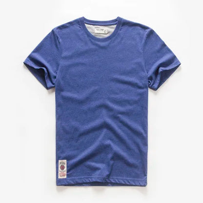 Männer T-Shirt aus Baumwolle im einfarbigen Design mit klassischem O-Ansatz
