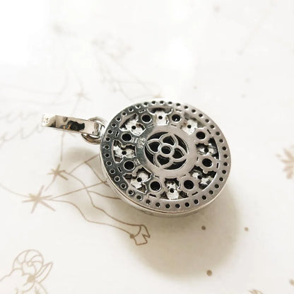 Damen-Charm-Anhänger schwarzes Ornament Glamour Seele aus Sterlingsilber