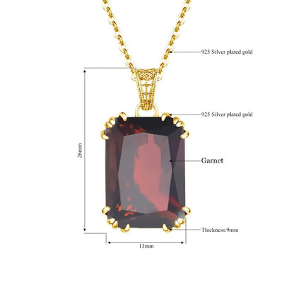 Damen-Halskette Granat-Anhänger in Goldfarbene Optik aus 925er Silber für Hochzeit und Festliche Anlässe