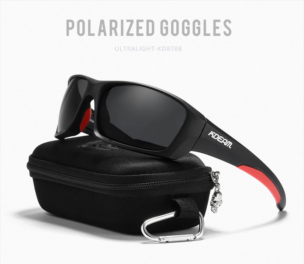 Sonnenbrille Sport TR90 polarisiert Wandern Angeln Reißverschlussetui Herren