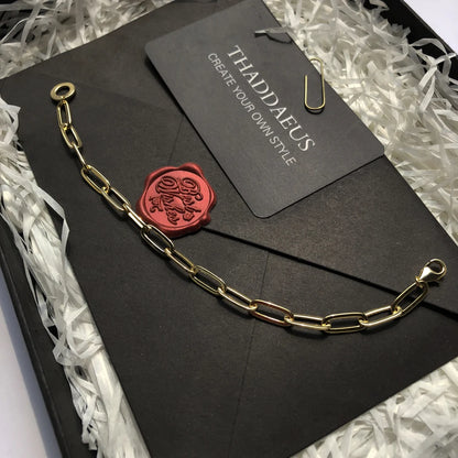 Damen-Armband goldene Gliederkette ethnisch II aus Sterlingsilber