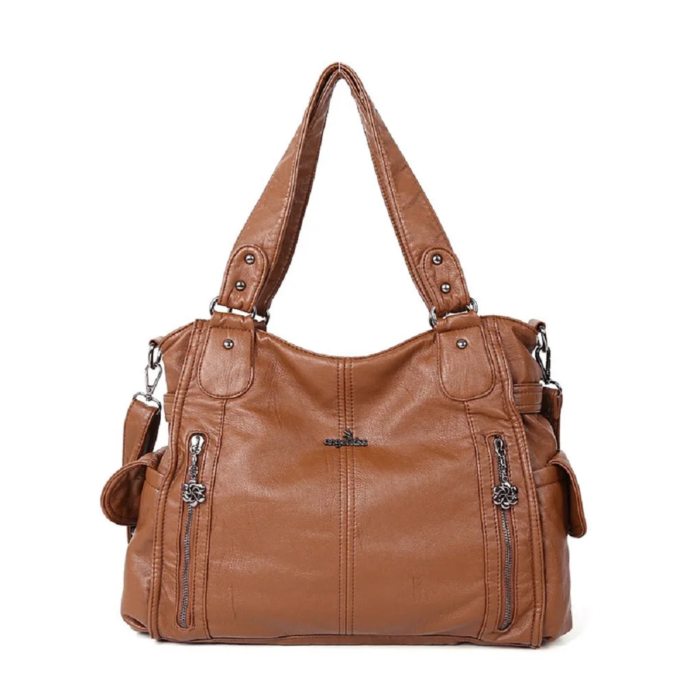 Damen-Handtasche Aus PU-Leder Im Vintage-Stil Große Schultertasche Mit Top-Griff Und Viel Stauraum