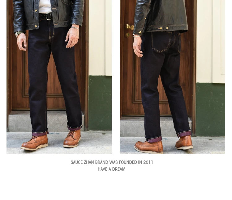 Herren Jeans aus Selvedge Denim mit doppelseitiger Färbung und gerader Passform