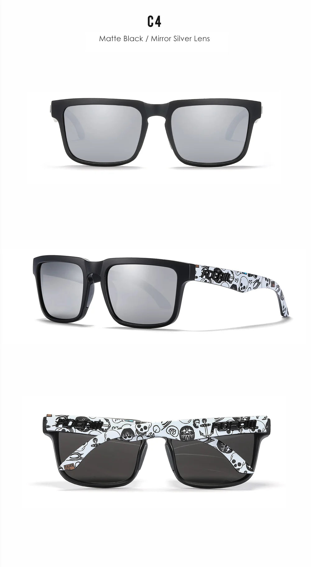 Sonnenbrille quadratisch polarisiert Angeln Lifestyle Spiegel Hartbox Unisex