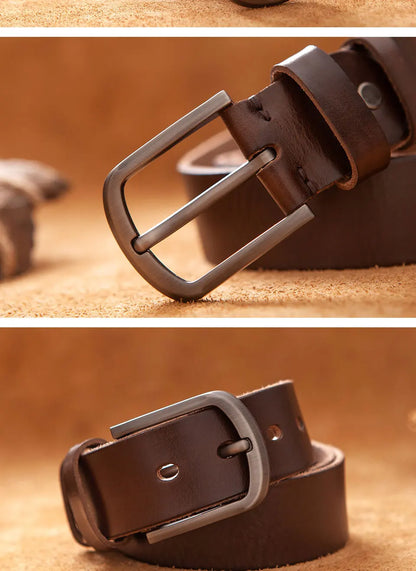 Herren Echtleder-Gürtel Vintage Cowboy-Stil 3,8 cm Rindsleder Braun Luxus Designer