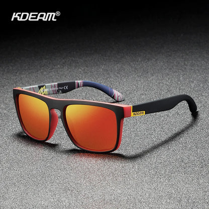 Sonnenbrille quadratisch flaches Top polarisiert Spiegel Hartschale Herren