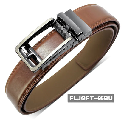 Herren Echtleder-Gürtel 3,5 cm Automatik-Schnalle Rindsleder Business Casual