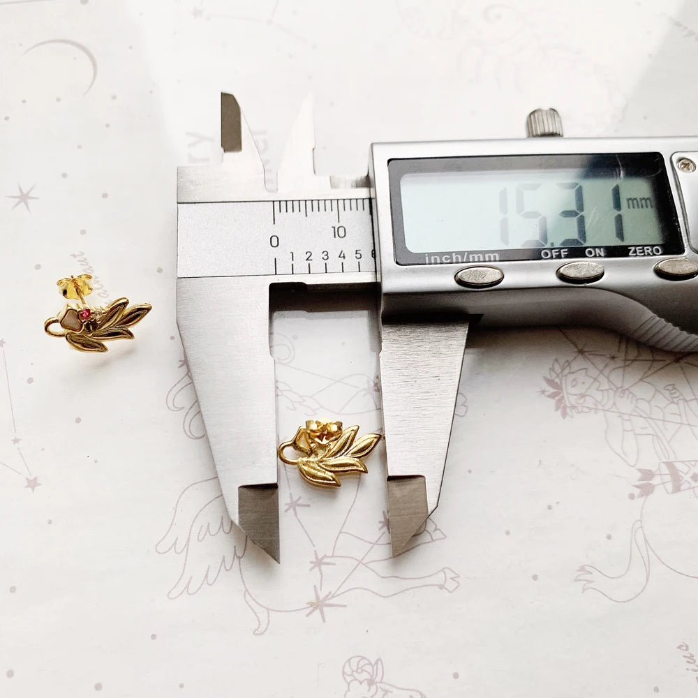 Damen-Ohrstecker Blume Blatt vergoldet aus Sterlingsilber