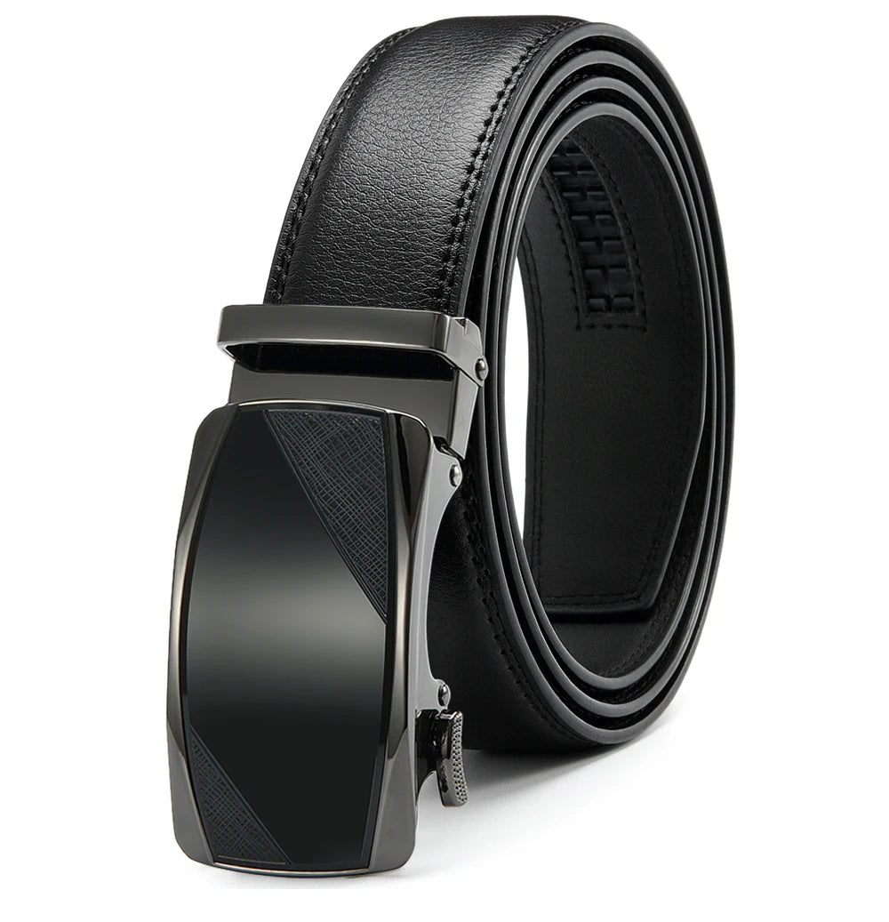 Herren Echtleder-Gürtel Luxus 3,5 cm Automatik-Schnalle Rindsleder Verstellbar