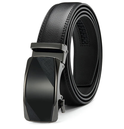 Herren Echtleder-Gürtel Luxus 3,5 cm Automatik-Schnalle Rindsleder Verstellbar