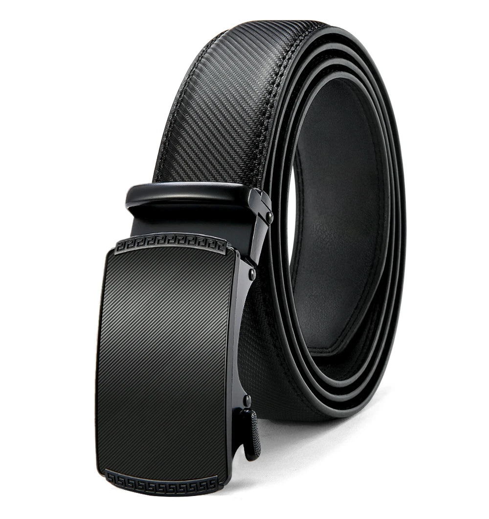 Herren Echtleder-Gürtel Luxus 3,5 cm Automatik-Schnalle Rindsleder Verstellbar