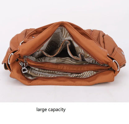 Damen-Schultertasche aus PU-Material Mit Großem Fassungsvermögen und Reißverschluss für Alltag und Freizeit