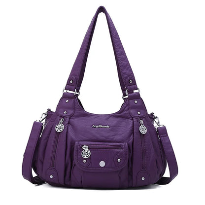 Damen-Schultertasche aus PU-Leder mit Reißverschluss und Mehrfachfächern Kompakter Alltagsbegleiter