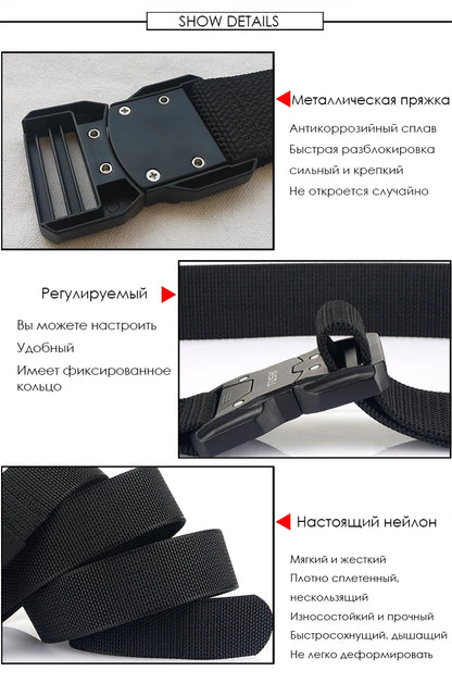 Herren-Taktischer Gürtel aus 1200D Nylon mit Schnellverschluss und robuster Metall-Schnalle, Breite 3,8 cm