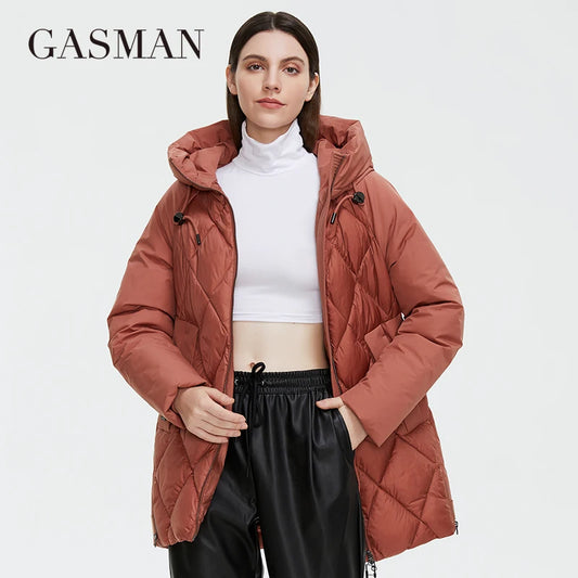Lange Damen-Winterjacke mit Kapuze – modischer, warmer Parka aus hochwertigem Daunenmaterial