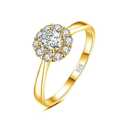 Damen-Ring Mit Moissanit 0,5 Karat Blüten-Design Aus Sterlingsilber 925 Schmuck Geschenk