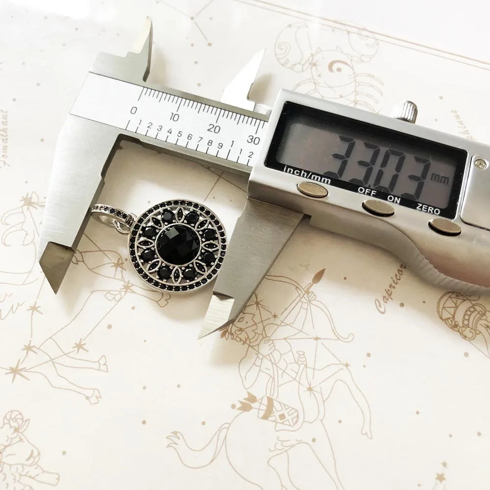 Damen-Charm-Anhänger schwarzes Ornament Glamour Seele aus Sterlingsilber