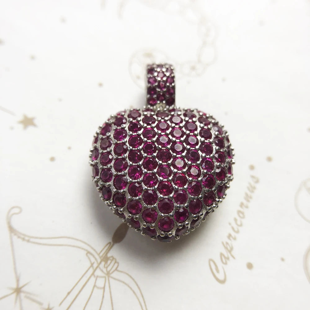 Damen-Anhänger Herz rotes Zirkonia romantisch aus Sterlingsilber