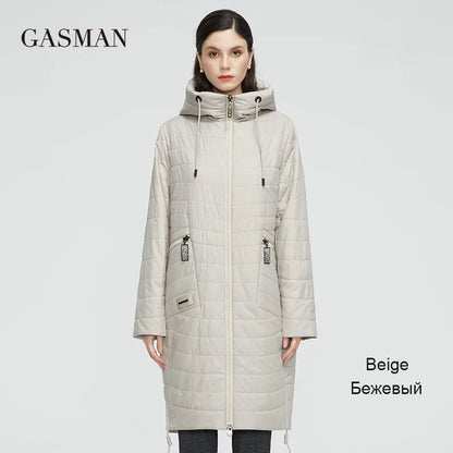 Langer Damen-Trenchcoat mit warmem Parka-Design – modische und lässige Übergangsjacke für den Herbst und Frühling
