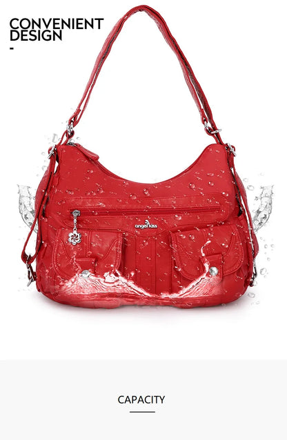 Damen-Schultertasche Aus Weichem PU-Lederimitat Mit Innenfach Und Reißverschluss Alltag Und Shopping