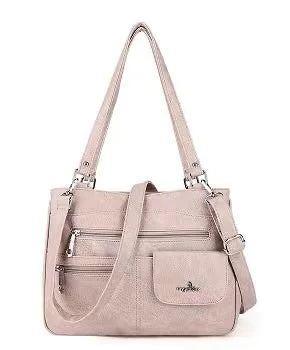 Damen-Handtasche Vintage Schultertasche mit Mehrfachfächern und große Kapazität für iPad und Smartphone