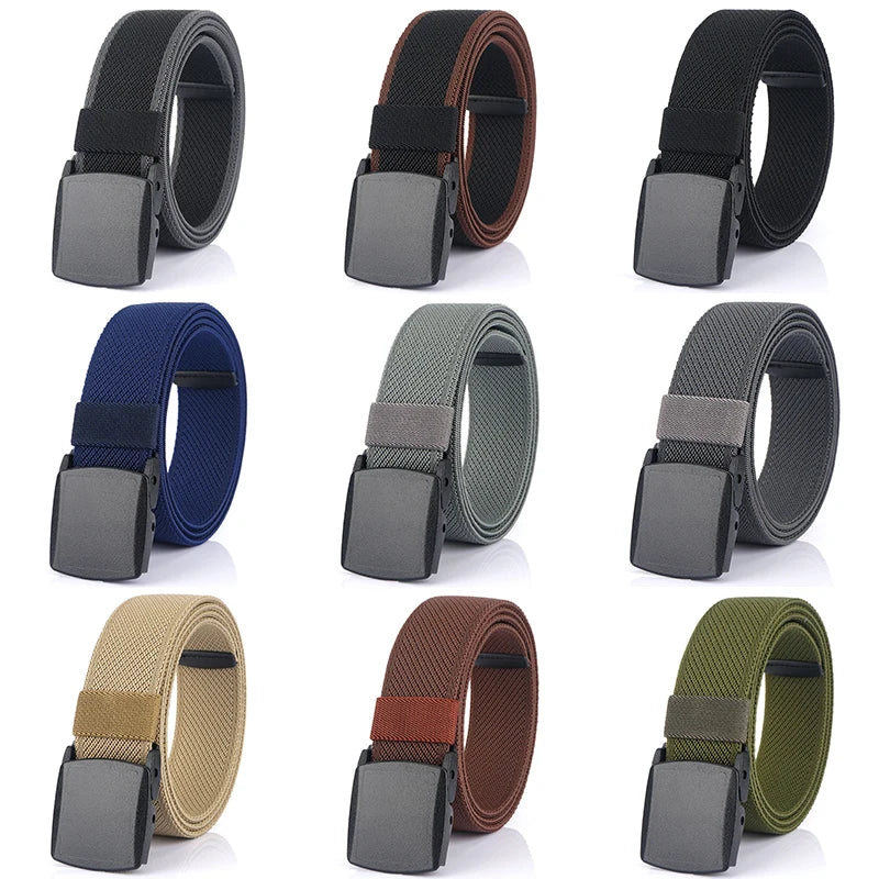 Unisex-Gürtel aus Nylon mit Elastischem Stretchband und Metallfreiem Schnellverschluss Gestreift