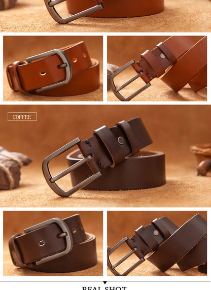 Herren Echtleder-Gürtel Vintage Cowboy-Stil 3,8 cm Rindsleder Braun Luxus Designer
