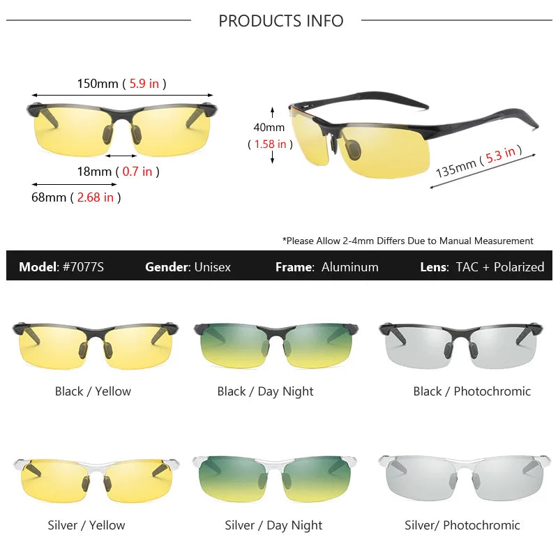 AOWEAR Aluminium Polarisierte Photochrome Sonnenbrille Männer Luxus Qualität Randlose Chameleon Gläser Männlichen Tag Nacht Fahren Sonnenbrille