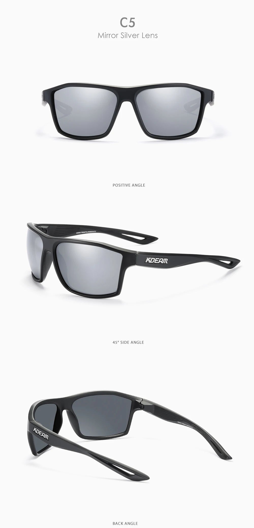 Sonnenbrille quadratisch polarisiert 65mm Outdoor Angeln Sport Herren