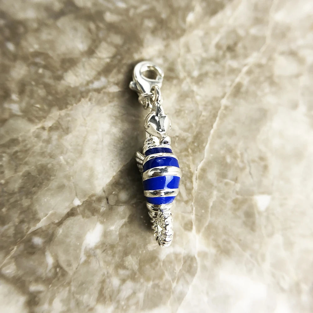 Damen-Charm-Anhänger Seepferdchen Emaille tropisch DIY aus Sterlingsilber